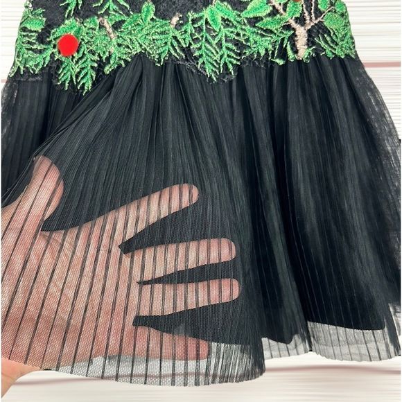 TADASHI SHOJI Kids Sleeveless Fit & Flare Lace Dress Black Green Funny Monkey 2 - Picture 9 of 13